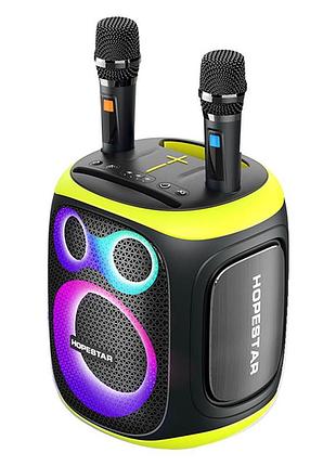 Портативна бездротова колонка bluetooth hopestar party 130 з 2 мікрофоном караоке | 120вт, bluetooth