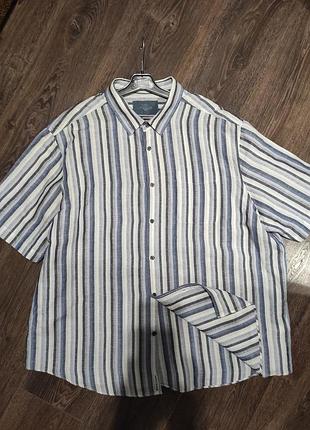 Чоловіча сорочка m&s collection у смужку, льон. 3
