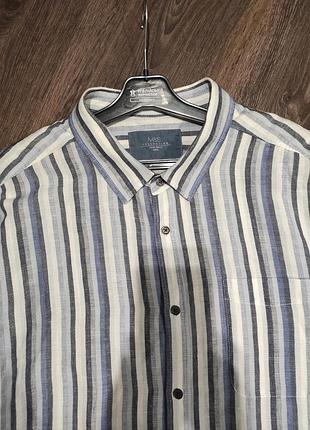 Чоловіча сорочка m&s collection у смужку, льон. 5