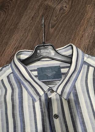 Чоловіча сорочка m&s collection у смужку, льон. 7