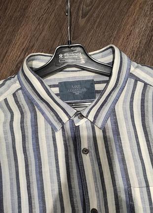 Чоловіча сорочка m&s collection у смужку, льон. 6