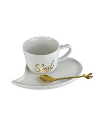 Набір керамічний чашка і блюдце + ложка 8,6*6,1см jf352 smile