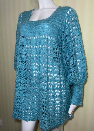 Hand made елегантна ажурна туніка бірюзового кольору