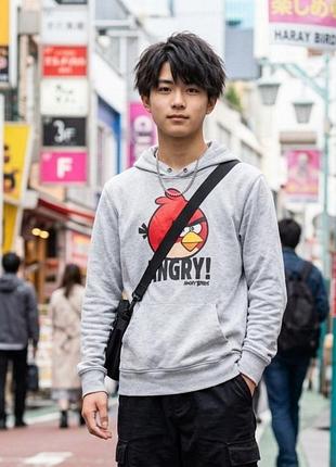 Худи подростковое с принтом angry birds бренда h&amp;m с капюшоном и карманами 🔥