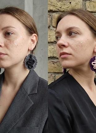 Серьги змеи в рамке handmade