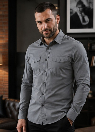 Calvin klein extreme slim fit мужская серая рубашка l