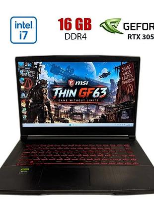 Ігровий ноутбук б-клас msi gf63 thin 11uc / 15.6" (1920x1080) ips / intel core i7-11800h (8 (16) ядер по 1.9 - 4.6 ghz) / 16 gb