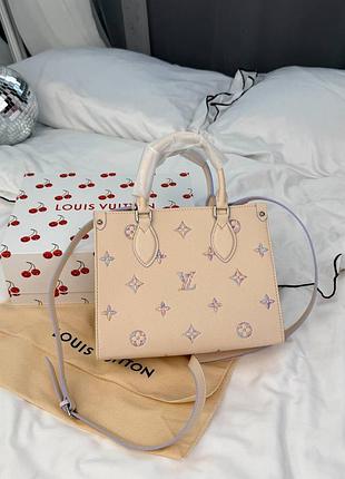 Сумочка lv onthego pm purple multicolor monogram cream
