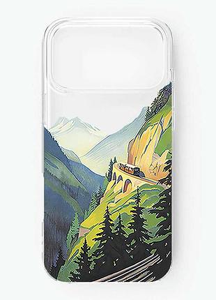 Прозрачный чехол на iphone 17 pro max пейзаж. горы (принт 87)