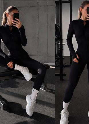Жіночий комбінезон чорний без утеплення l-xl
