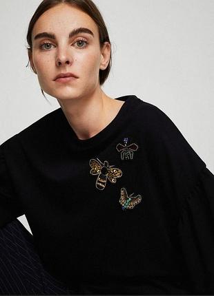 Чорний жіночий світшот mango розмір s з декором з паєток та бісеру
