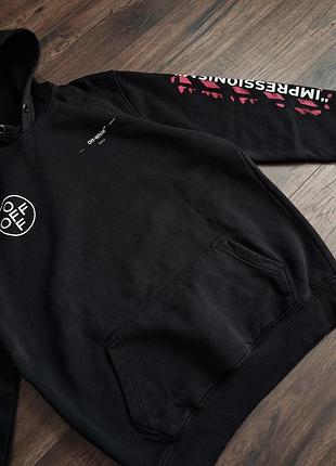 Чоловіче худі off-white impressionism чорне з рожевим принтом 3