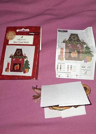 Вишивка hobbycraft набір для міні-вишивки хрестиком камін до різдва