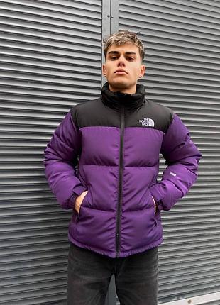 Мужская зимняя куртка пуховик the north face фиолетовая пуховик тнф без капюшона l (b)