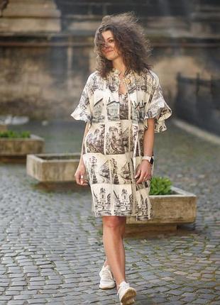 Лляний плащ vil'ni едінбург принт львів 48