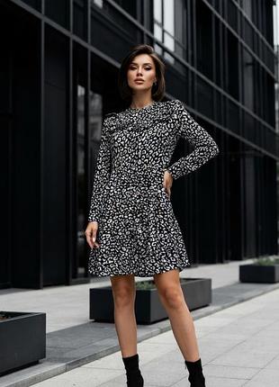 👗 стильное платье zara с оборкой (m–xl) | леопардовый принт