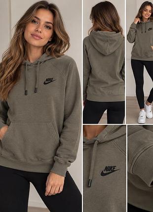 Жіноче худі nike sportswear з капюшоном, xs, сіро-хакі / оливково-сіре