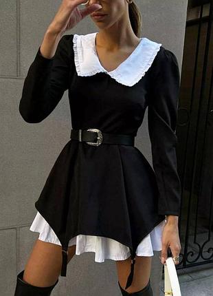 Платье крепдайвинг черно-белое