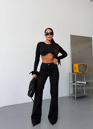 Чорні джинси кльош від коліна буткат bootcut