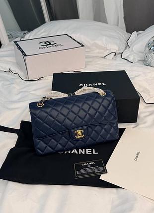 Сумочка шанель classic 25 flap caviar blue with gold hardware