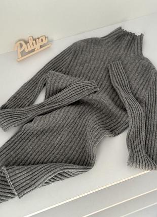 Кашеміровий джемпер водолазка silk + cashmere collectif mon amour в рубчик гольф