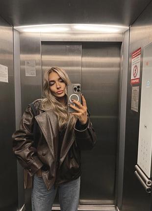 Куртка жіноча zara шкіряна коричнева