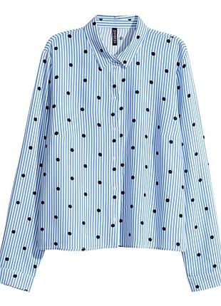 Рубашка h&amp;m, морская вискоза, рубашка в полоску