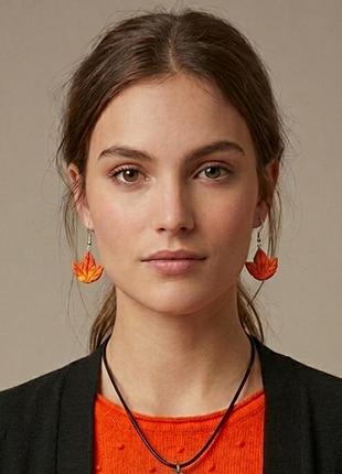 Серьги осенние листья, кульчики листочки