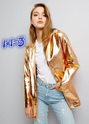 1+1=3 шикарная золотистая женская куртка на кнопках new look, размер 44 - 46