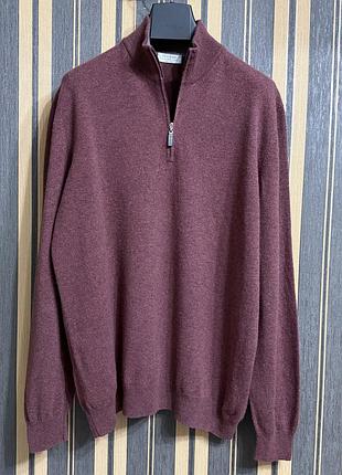 Gran sasso 1/4 zip шерсть,  кашемир, it 58 (2xl-3xl), идеал, джемпер, свитер, бордовый, italy