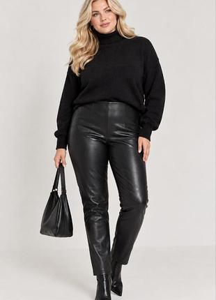 Новые утепленные кожаные брюки zara с бирками (l) / леггинсы из экокожи на флисе