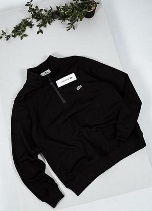 Кофта чоловіча lacoste 1/4 зі змійкою, чорна
