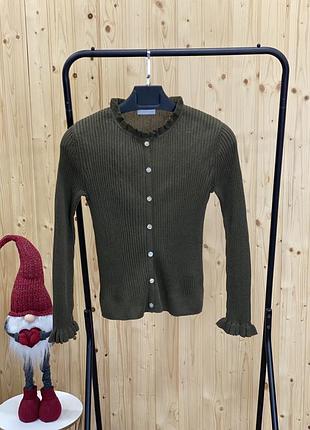 🖤неймовірно ніжний трикотажний кардиган у рубчик з рюшами h&m🖤