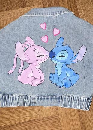 Куртка джинсова для дівчинки з принтом стіч