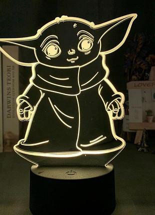 Светильник с 3d эффектом led лампа грогу ( малыш йода) из звёздные войны star wars ночник с пультом
