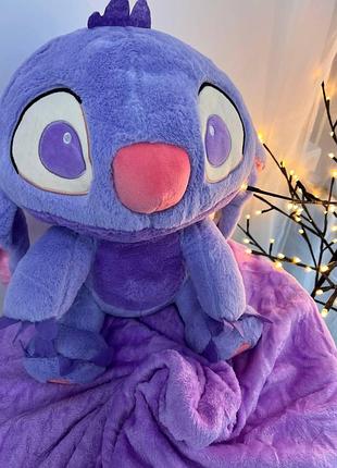 Игрушка-плед стич stitch светло-синий