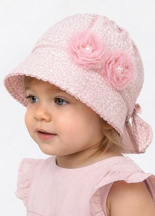 Панама для девочки розовая хлопок 100 % elf-kids сонечка 42см