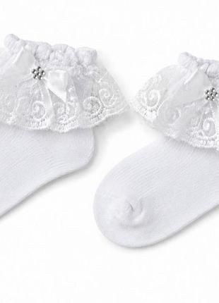 Белые носки для девочек 1-8 лет с кружевами belino