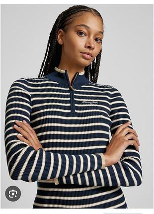 Трикотажний светр-поло в рубчик із коміром-стійкою. tommy hilfiger