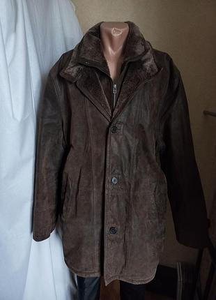 Мужская дубленка levinsky (дания), размер 62 (3xl-4xl), натуральная замша и мех