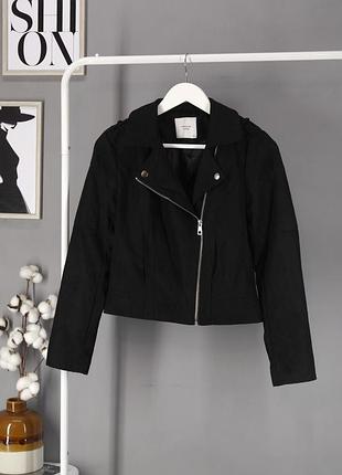 Куртка-косуха черная под замшу "jacqueline de yong", eur34, xs.