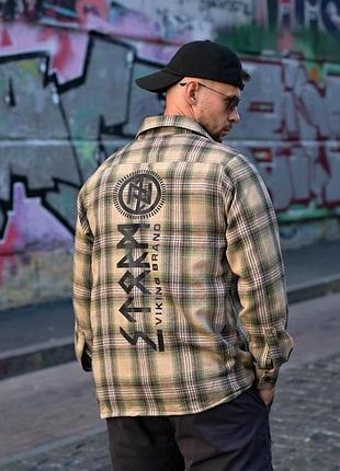 Рубашка в стилі мілітарі born of war руны green рн4832