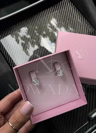 Сережки для жінок swarovski сріблясті з кристалами