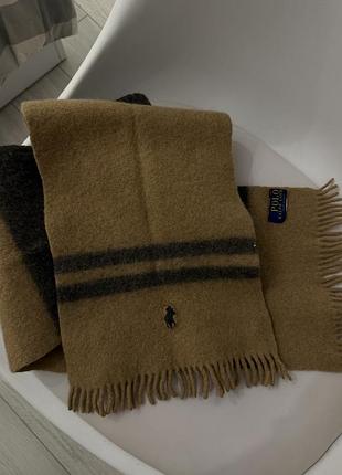 Шарф polo ralph lauren вінтажний вовняний у коричнево-смужку