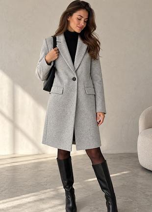 Жіноче сіре пальто new look 36 розмір класичне однобортне s