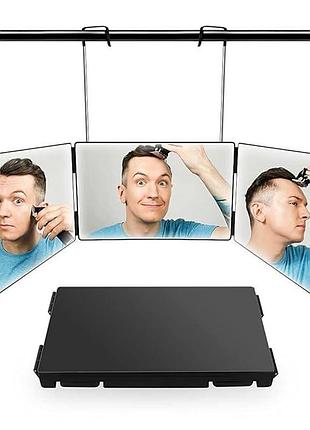 Тройное зеркало cosmetic mirror cy-043 складное зеркало для самостоятельной стрижки 33 см