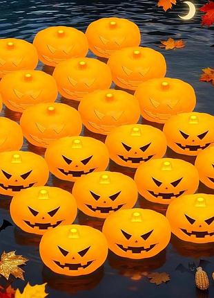 24 шт. набір світлодіодних свічок у формі гарбуза pumpkins floating candles безпламні led-свіжі з активацією від води