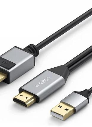 Кабель для подключения монитора 2 м wjesog hdmi to displayport and usb игровой кабель-конвертер