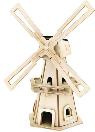 Деревянный конструктор солнечная мельница 8х12х21см mini solar windmolen bouwpakket ledl обучающая модель с солнечной панелью