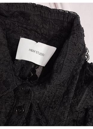 Жіноча блуза h&m studio мереживна чорна 5